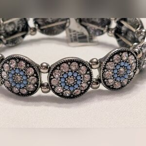 Elegant Silver and Blue Beaded Bracelet